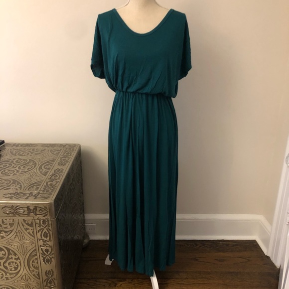 h and m green maxi dress
